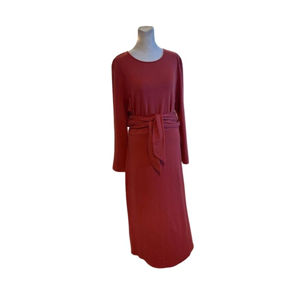 J Jill Elegant Rust Midi Dress size large cotton modal spandex mix